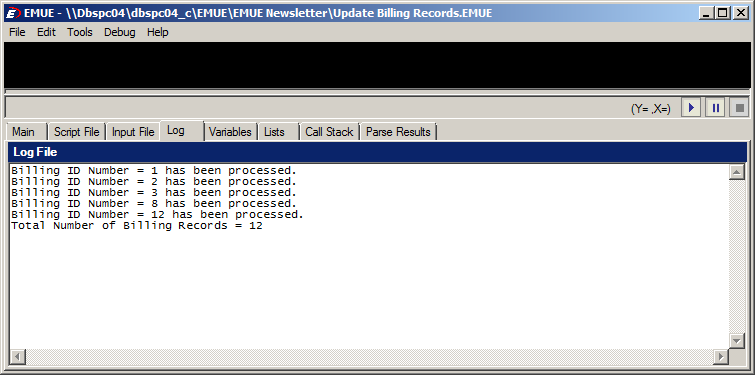 Billing log